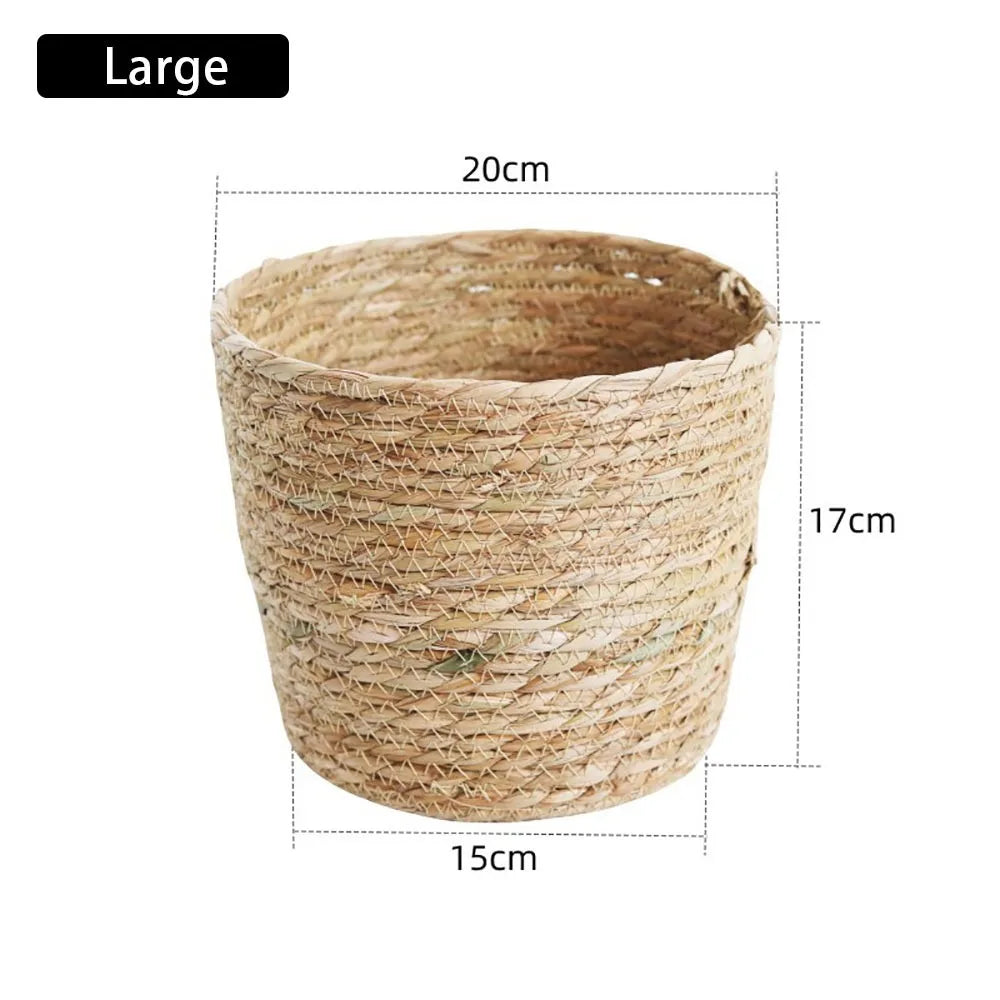 Woven Grass Planter Basket | Natural Straw Flower Pot Cover Woven Planter Basket Axl Large