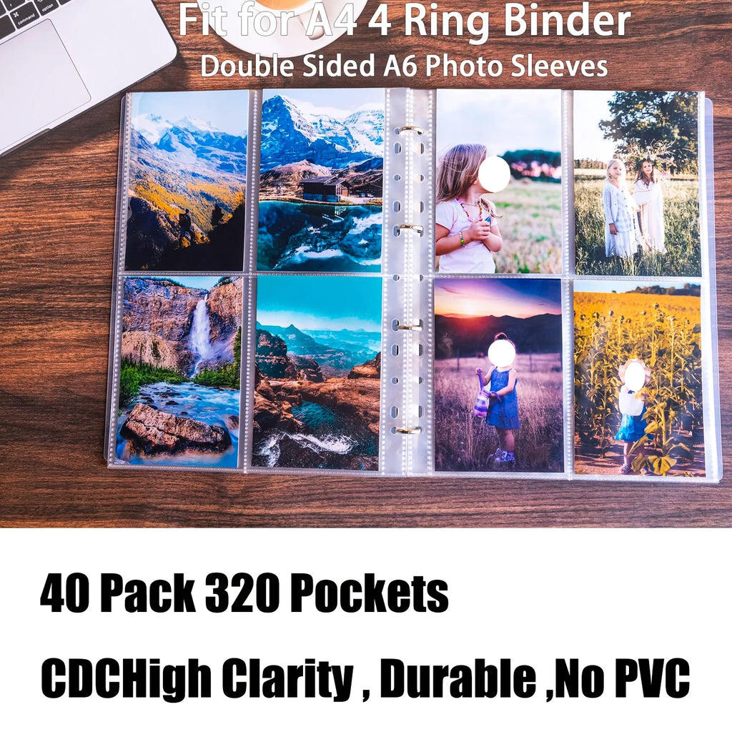 40-Pack A4 Photo Sleeves – 320 Pockets for A4 Ring Binders Binder Photo Sleeves Axl