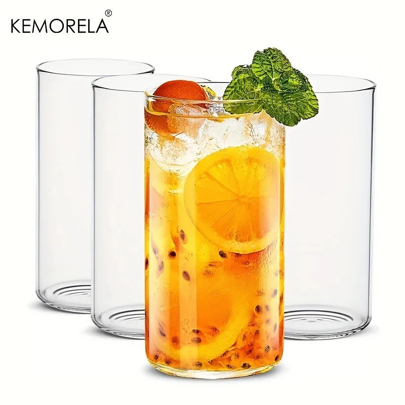 KEMORELA Transparent Glass Cups – Set of 1 or 4 | Drinkware Glass Drinkware Set Axl 560ML-4PCS 401-500ml