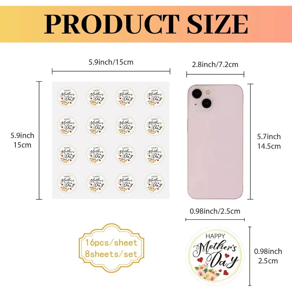128PCS Waterproof Round Dot Kawaii Cartoon Stickers – 8 Sheets Craft Stickers Axl