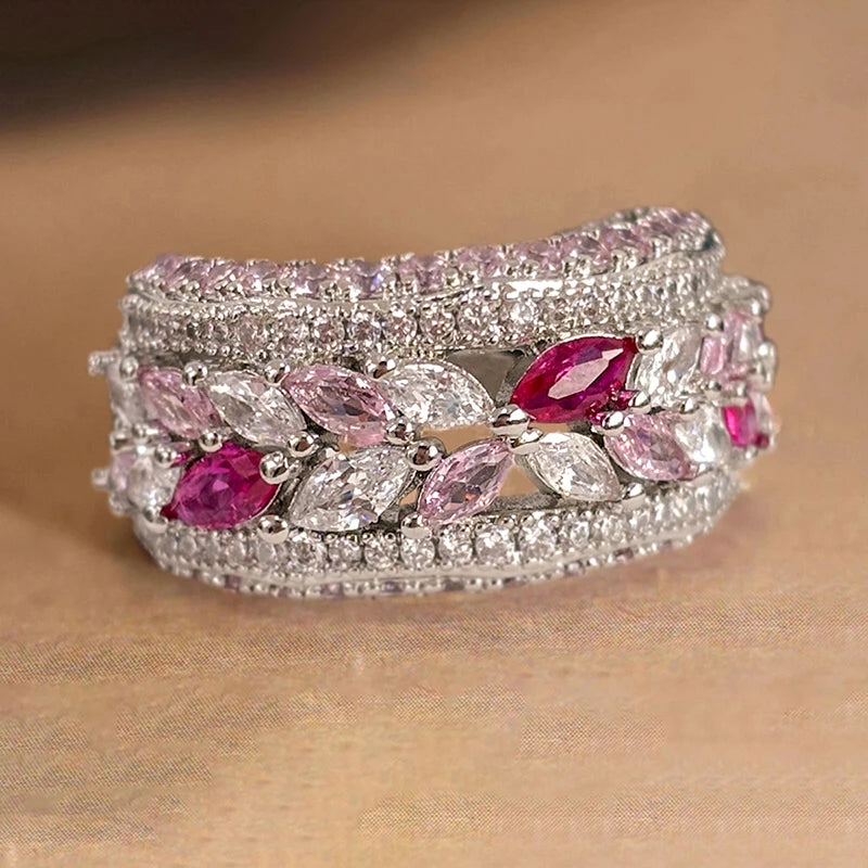 Huitan Colorful Sparkling CZ Women's Fashion Ring | Sizes 5–14 Fashion CZ Ring Axl