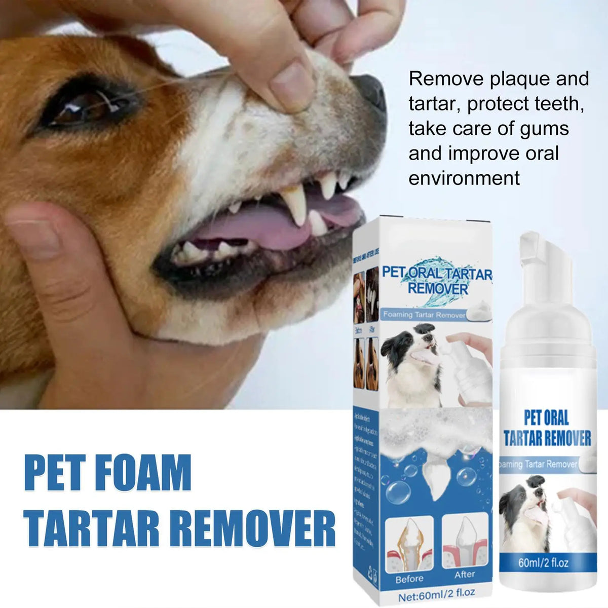 Pet Dental Foam Spray – Tartar Remover & Fresh Breath | 60ml Pet Dental Spray Axl Default Title