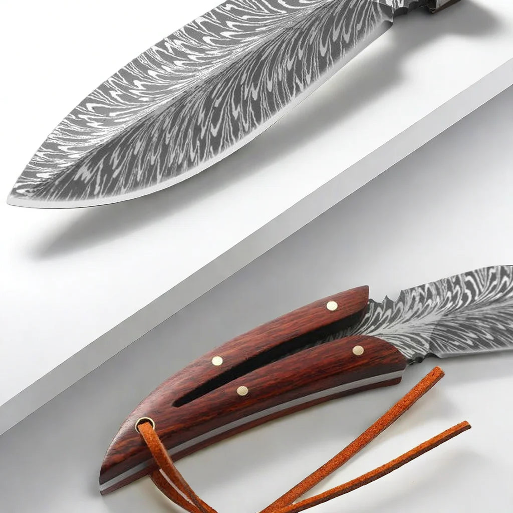 Feather Pattern Kitchen Knife with Sheath – Stainless Steel Kitchen Knife Axl