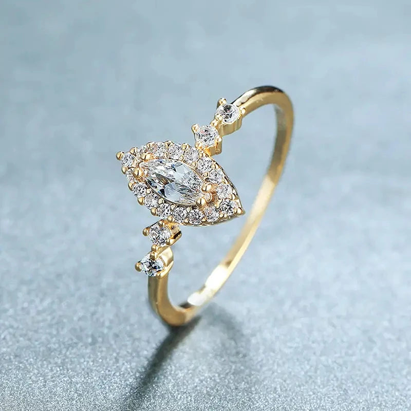 Huitan Marquise CZ Bridal Wedding Ring – Gold Tone Band Bridal Fashion Ring Axl Q910 8