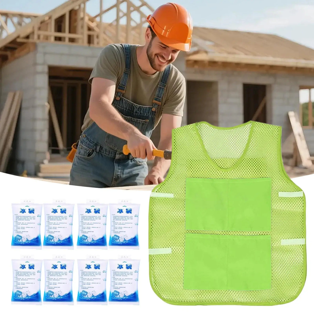 Ice Cooling Vest with 8 Ice Packs – Outdoor Work & Sports Ice Cooling Vest Axl