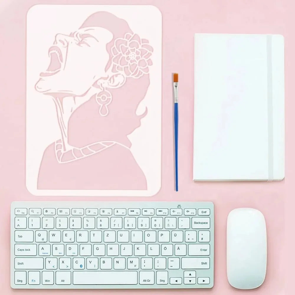 Shouting Woman Painting Stencil 8.3x11.7" with Brush | DIY Art Painting Stencil Axl