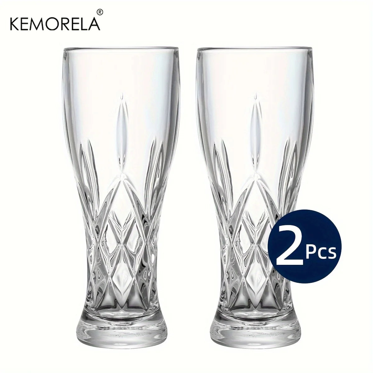 KEMORELA 400ml Glass Beer Mugs – 1 or 2 Pack | Party Drinkware Glass Beer Mug Axl 2PCS 400ML