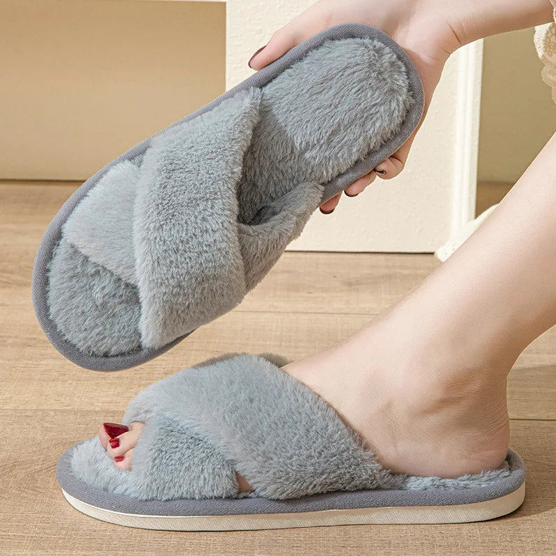 Women's Fuzzy Open Toe House Slippers – Soft Plush Terry Cloth Women's House Slippers Axl GRAY 38-39