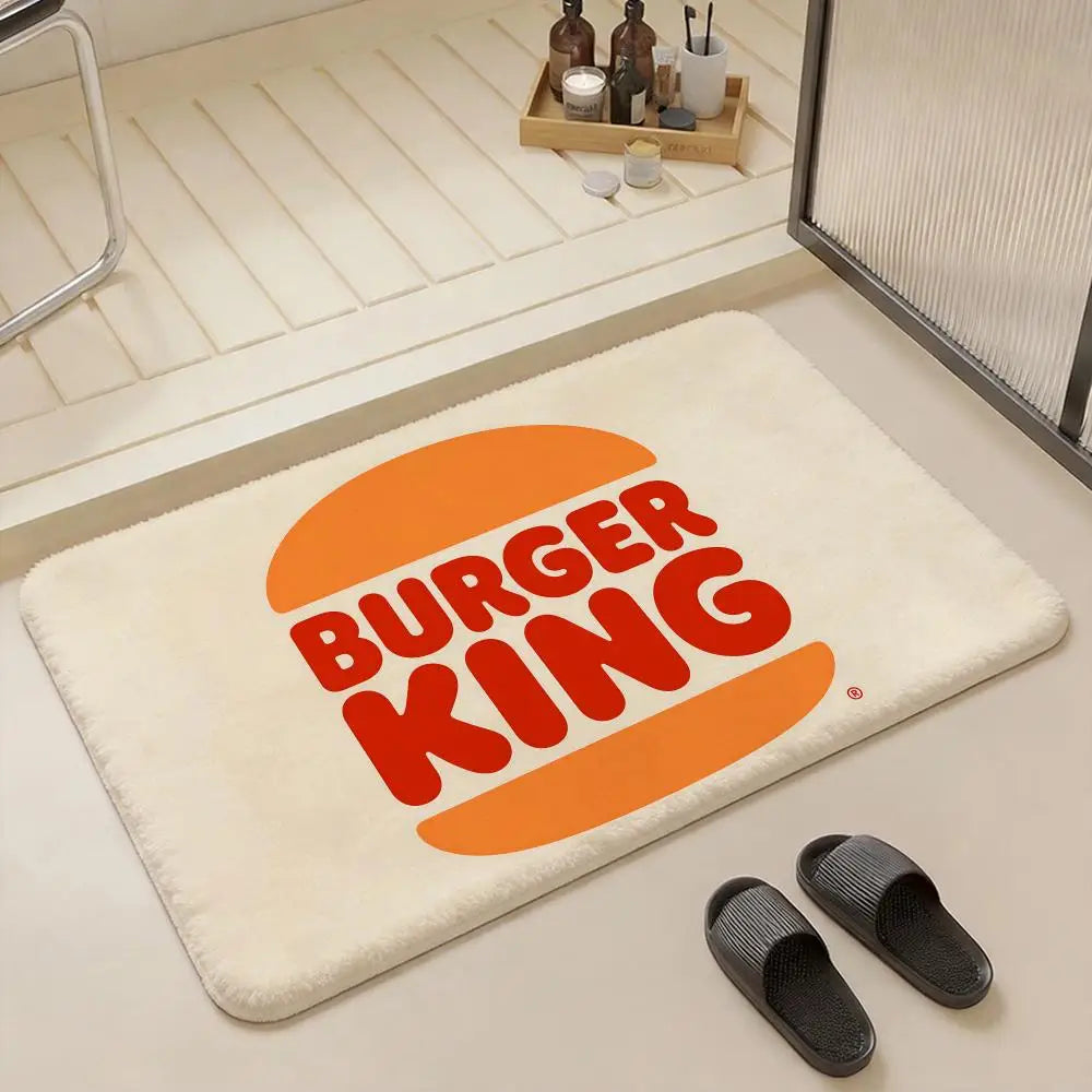 Burger Print Flannel Floor Mat – Non-Slip Soft Indoor Rug Flannel Floor Mat Axl