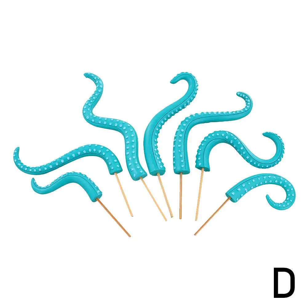 Glow-in-the-Dark Octopus Tentacle Plant Stakes – 7-Piece Set Garden Décor Stakes Axl Green