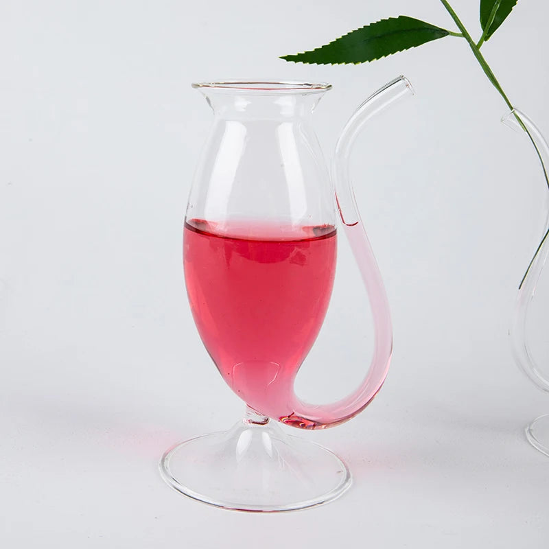 Creative Wine Glass with Built-In Straw | Borosilicate Cup Novelty Wine Glass Axl C