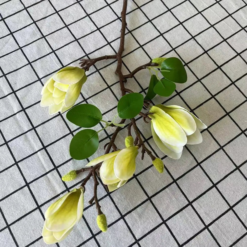Silk Magnolia Artificial Flower Branch – Wedding & Home Decor Artificial Flower Branch Axl green 1 pc