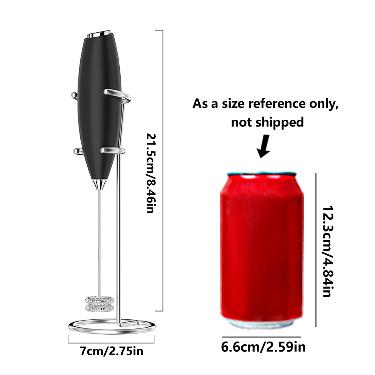 ONEKA Handheld Milk Frother Wand with Stand | Battery Powered Milk Frother Wand Axl Black