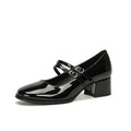 Vintage Mary Jane Block Heel Shoes – Women's Elegant Party Flats Mary Jane Heels Axl Black 34