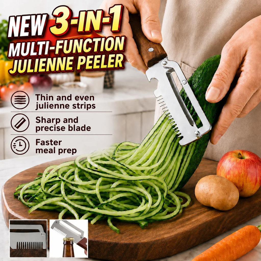 3-in-1 Vegetable Peeler Stainless Steel | Wood Grain Handle Vegetable Peeler Axl