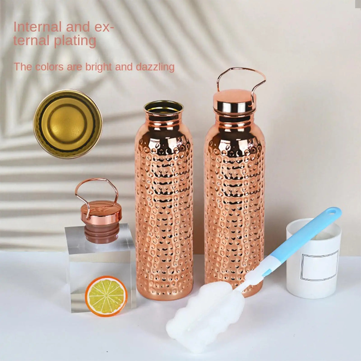 800ml Copper-Plated Stainless Steel Water Bottle | Hammer Pattern Stainless Steel Water Bottle Axl
