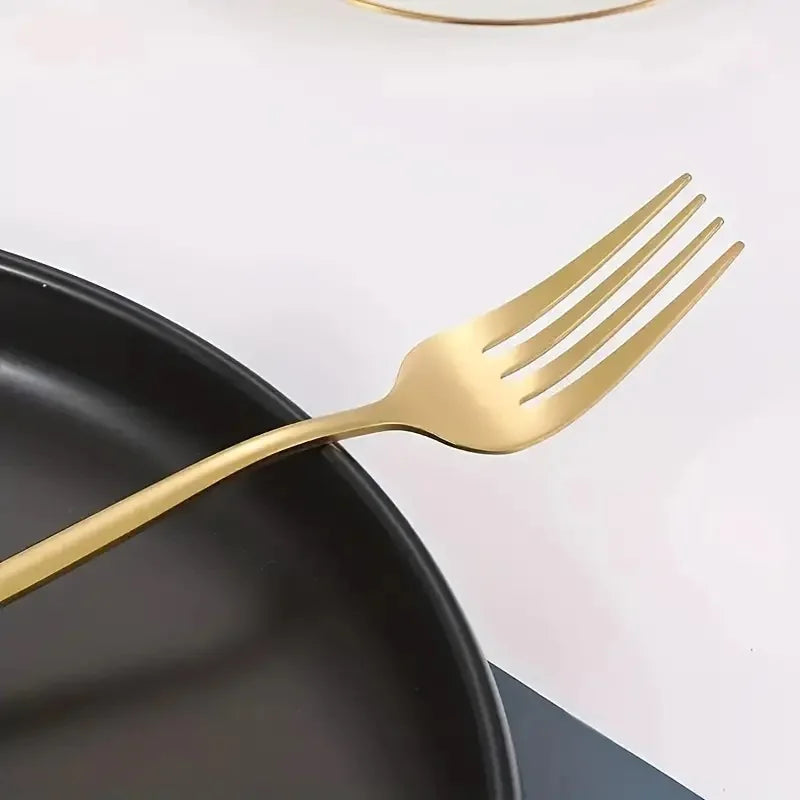 6-Piece Golden Stainless Steel Fork Set – Dishwasher Safe Dinner Fork Set Axl