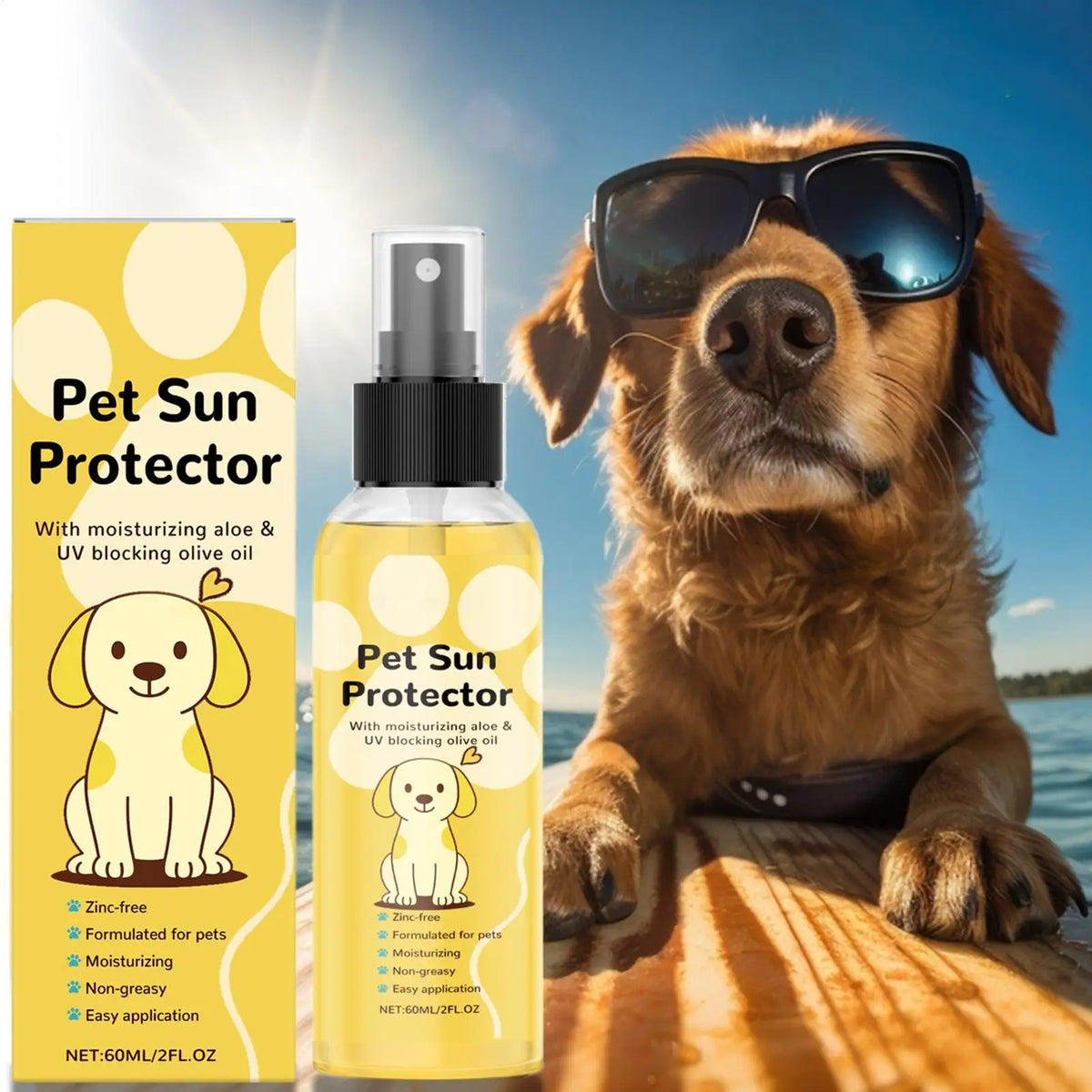Dog Sunscreen Spray – UVA/UVB Protection for Paws & Nose Pet Sunscreen Spray Axl
