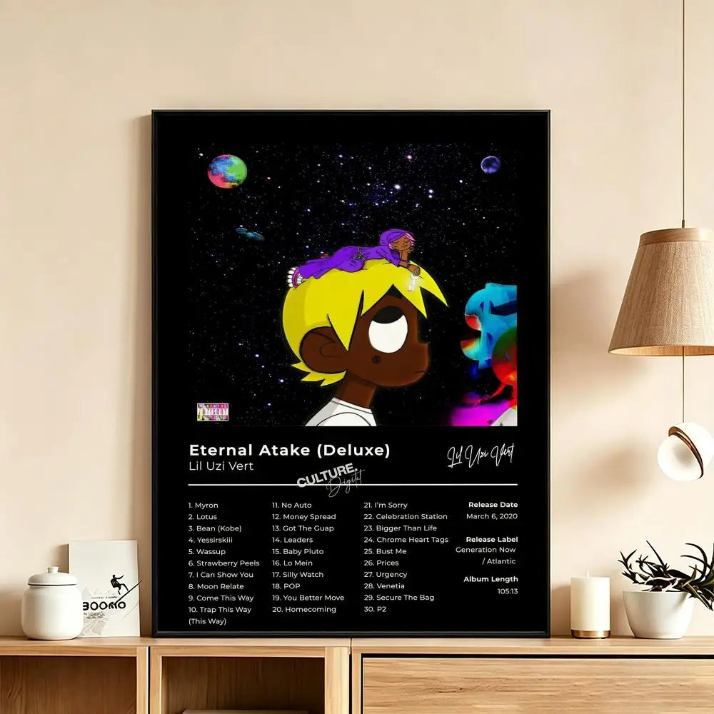 Lil Uzi Vert HD Poster – Waterproof Sticky Wall Art Decor Wall Art Poster Axl White10 50X70cmNoframe