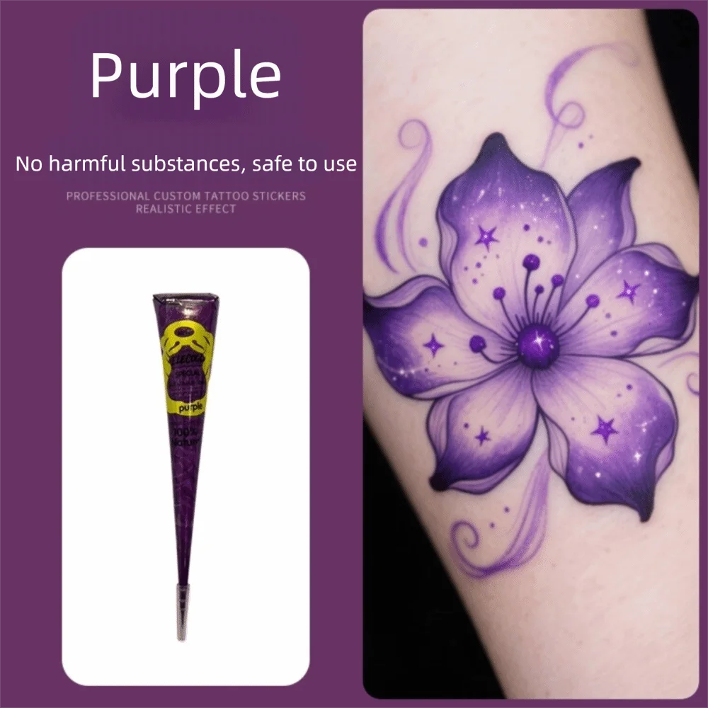 Natural Henna Paste Cone – Semi-Permanent Mehndi Body Art Henna Body Art Axl Purple