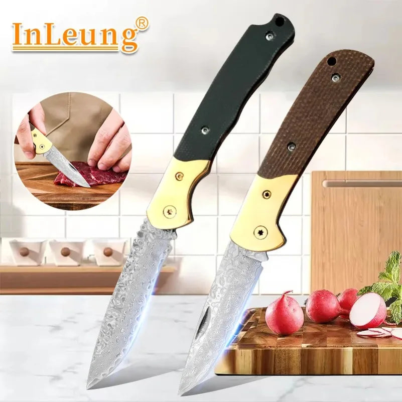 InLeung Damascus Steel Boning & Kitchen Cleaver Knife Damascus Kitchen Knife Axl
