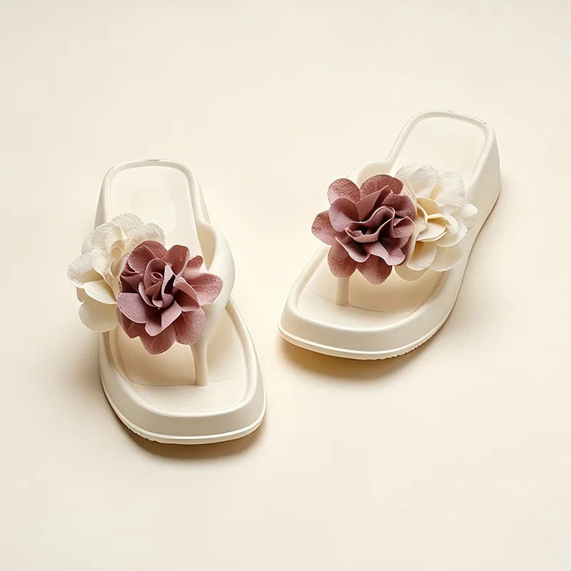 Women's Floral Platform Sandals – Thick Sole Beach Slides Platform Sandals Axl