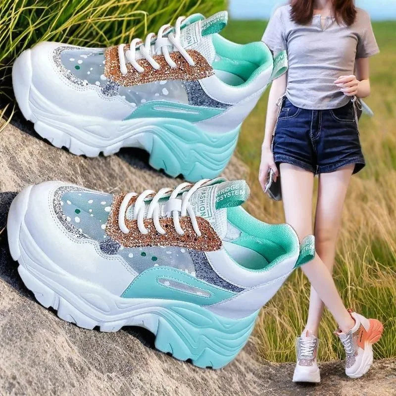 Women's Chunky Platform Sneakers – Breathable Wedge Sport Shoes Platform Sneakers Axl