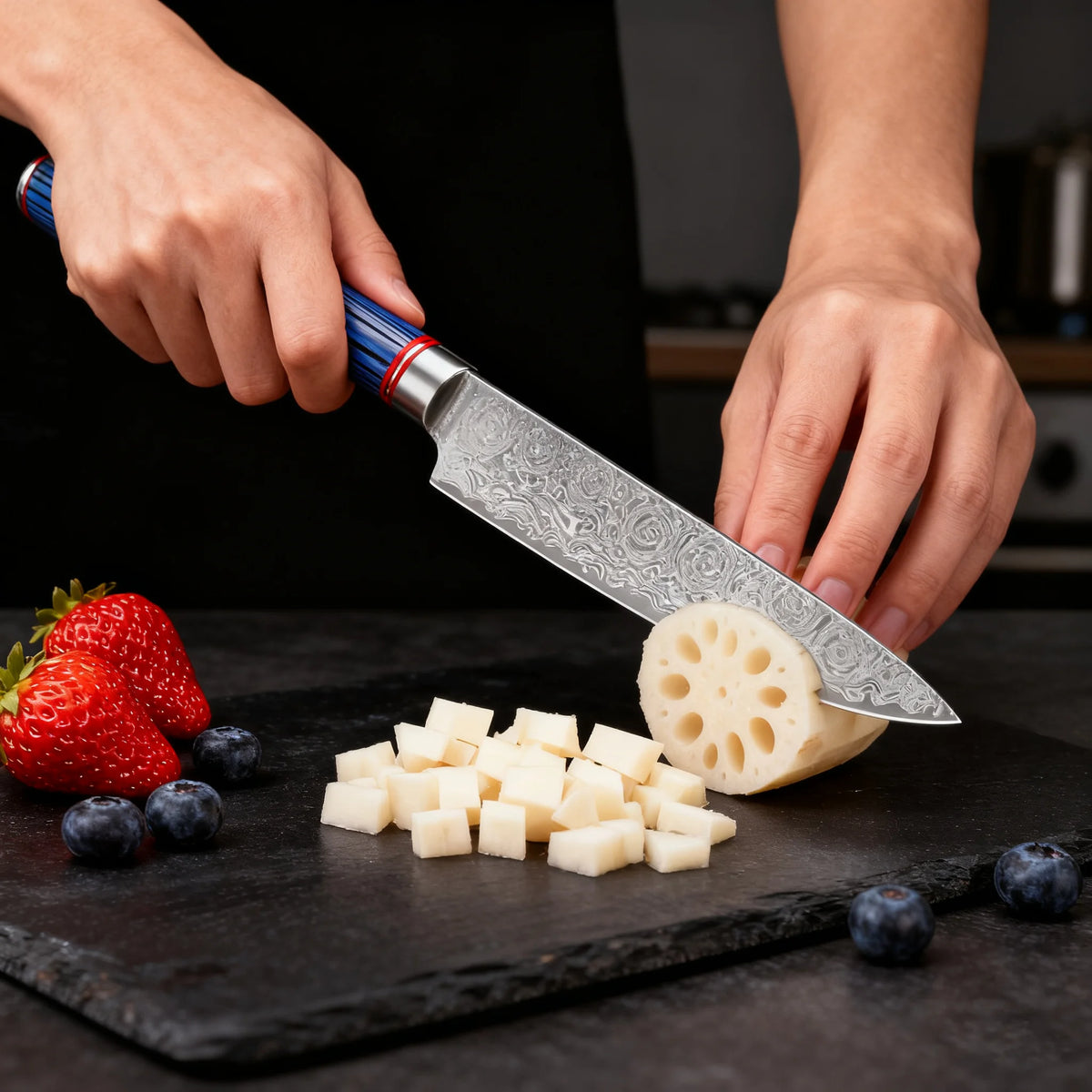 67-Layer Damascus Steel Paring Knife – Kitchen Utility Knife Damascus Kitchen Knife Axl