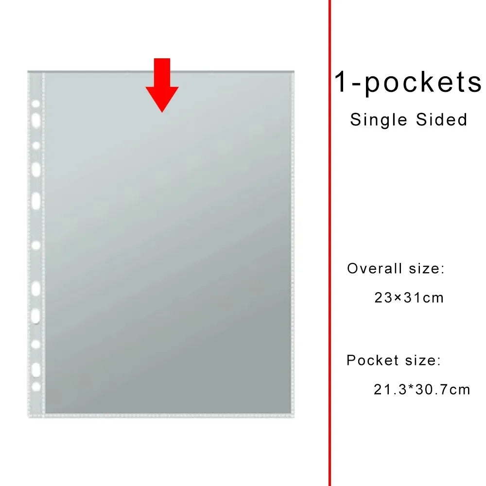 A4 Clear Binder Sleeves – 10 Sheet Photo & Card Pages Binder Sleeve Pages Axl 1-pockets