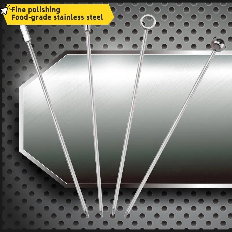 Stainless Steel 304 Cocktail Picks – Fruit Skewer Set 10/50/100 Cocktail Picks Axl