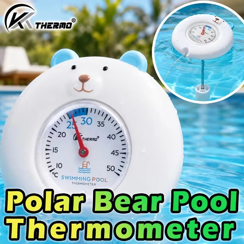 KT THERMO White Bear Floating Pool Thermometer | Battery-Free Floating Pool Thermometer Axl
