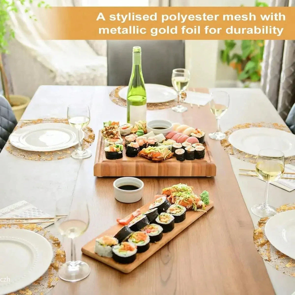 Disposable Gold Foil Round Placemats 13 Inch – Party Table Mats Disposable Placemats Axl