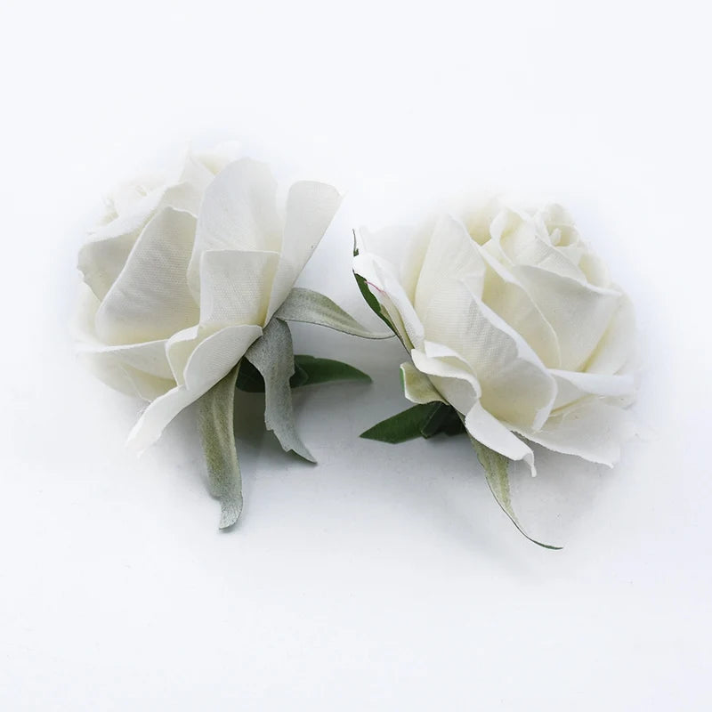 Artificial Silk Rose Heads 5 or 10 Pcs – DIY Wedding Decor Artificial Silk Flowers Axl WHITE 5 PCS