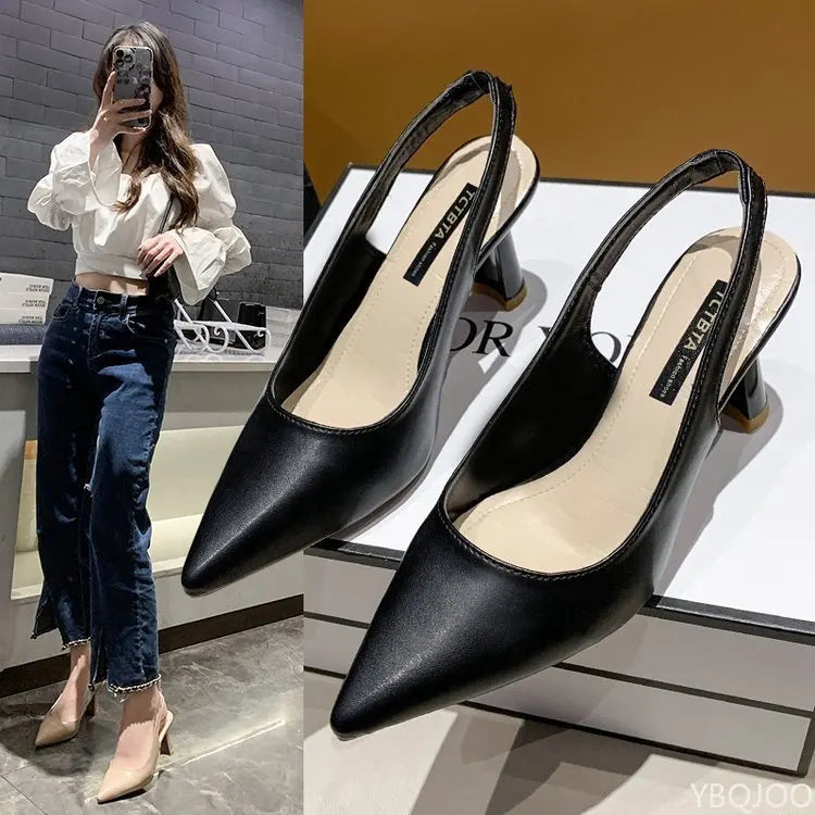 YBQJOO Women's Pointed Toe Square Heel Sandals | Summer 2025 Women's Sandals Axl black 38