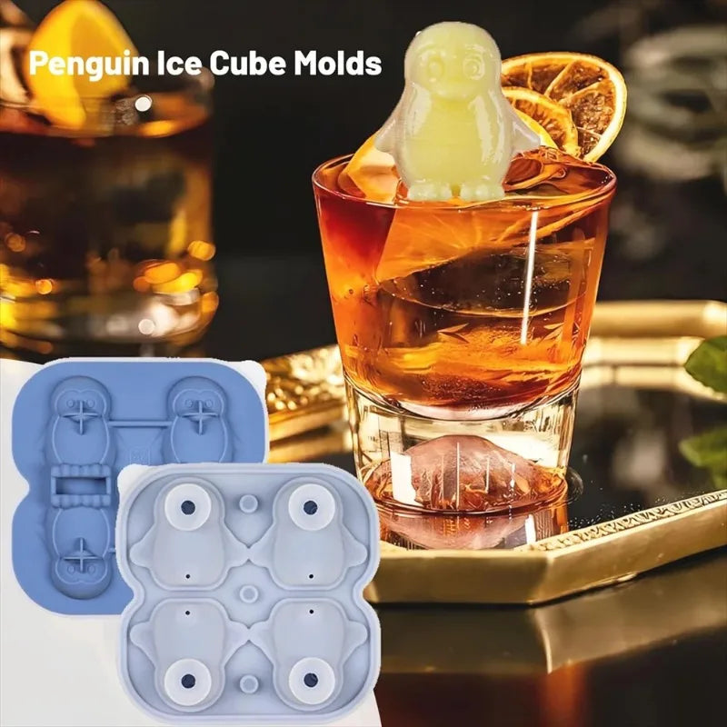 KEMORELA Penguin Silicone Ice Cube Tray with Lid | BPA-Free Silicone Ice Cube Tray Axl