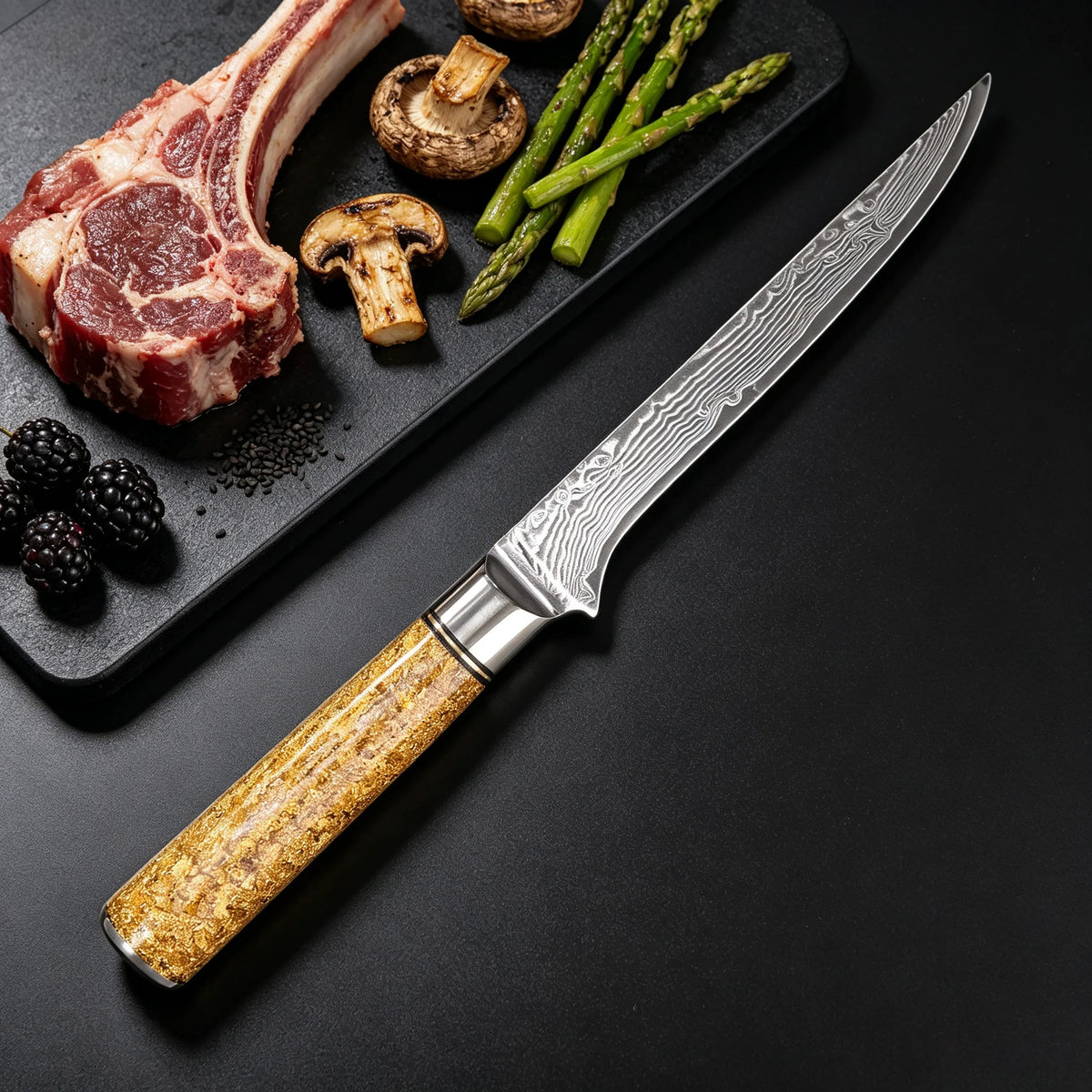 67-Layer Damascus Steel Chef Knife – Boning & Slicing Damascus Chef Knife Axl Boning Knife