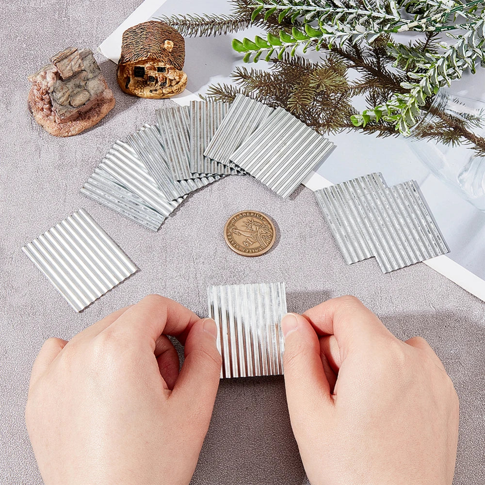16Pcs Miniature Corrugated Roof Tiles – Scale Model Iron Sheets Miniature Model Tiles Axl