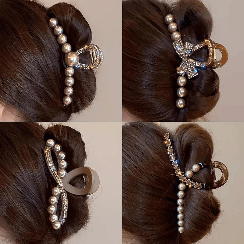 Camellia Pearl Shark Claw Hair Clip – Elegant Crab Clip Hair Claw Clip Axl