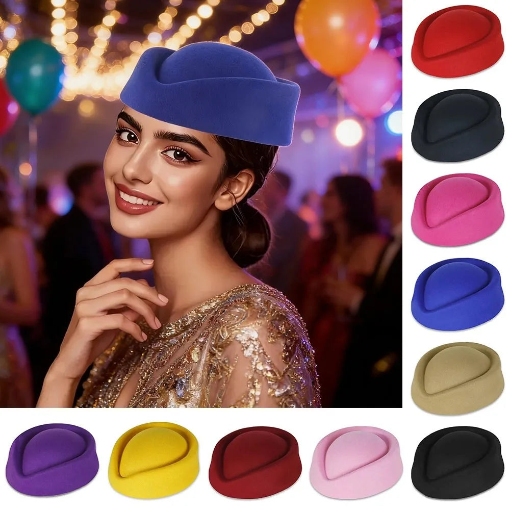 Women's Vintage Felt Beret Pillbox Fascinator Hat – All Seasons Vintage Felt Beret Axl