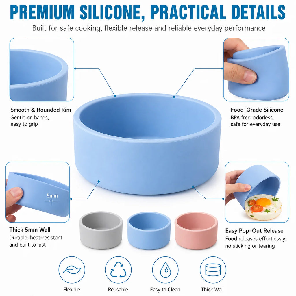 Silicone Egg Cooker Cups – BPA-Free Egg Bite Molds 2/4 Pack Silicone Egg Molds Axl
