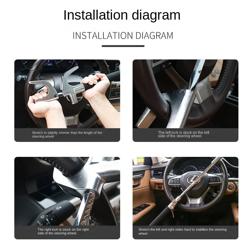 Car Steering Wheel Lock – Universal Anti-Theft Clamp | Axl Steering Wheel Lock Axl