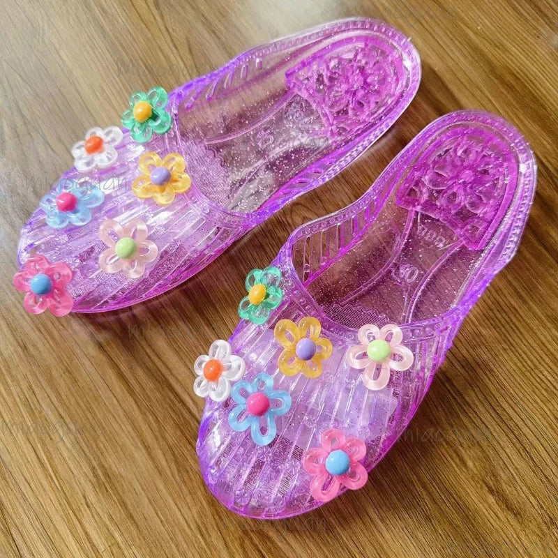 Women's Crystal Jelly Sandals – Floral Transparent Beach Slides Women's Jelly Sandals Axl