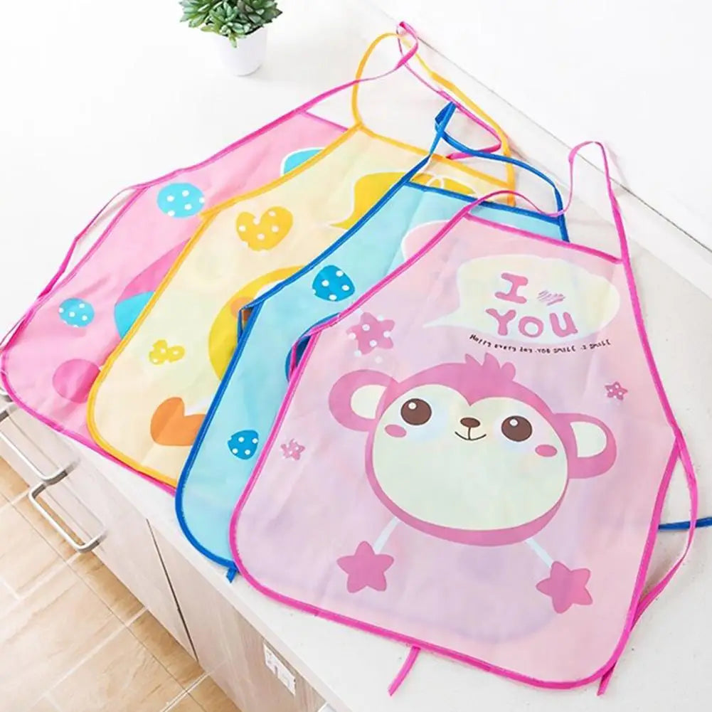 Kids Waterproof Art Apron with Sleeves – Cartoon Painting Bib Kids Art Apron Axl