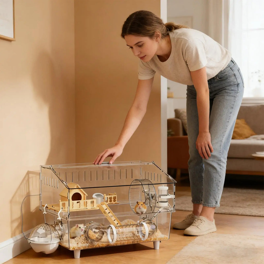Large Hamster Cage 17.7x11.8x13.5 In – Detachable Small Animal Home Small Animal Cage Axl