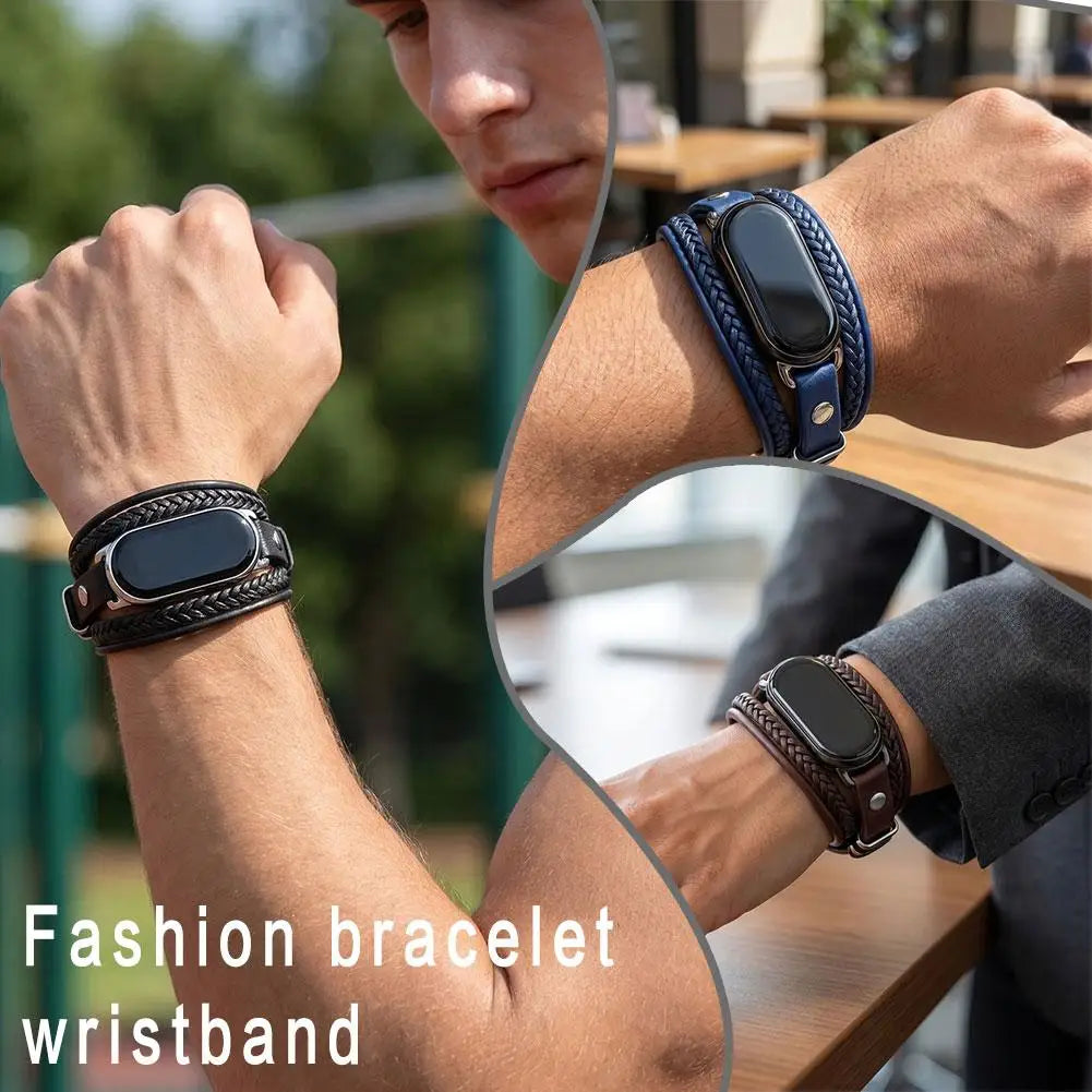 Leather Braided Strap for Xiaomi Mi Band 10/9/8 – Magnetic Smart Band Strap Axl