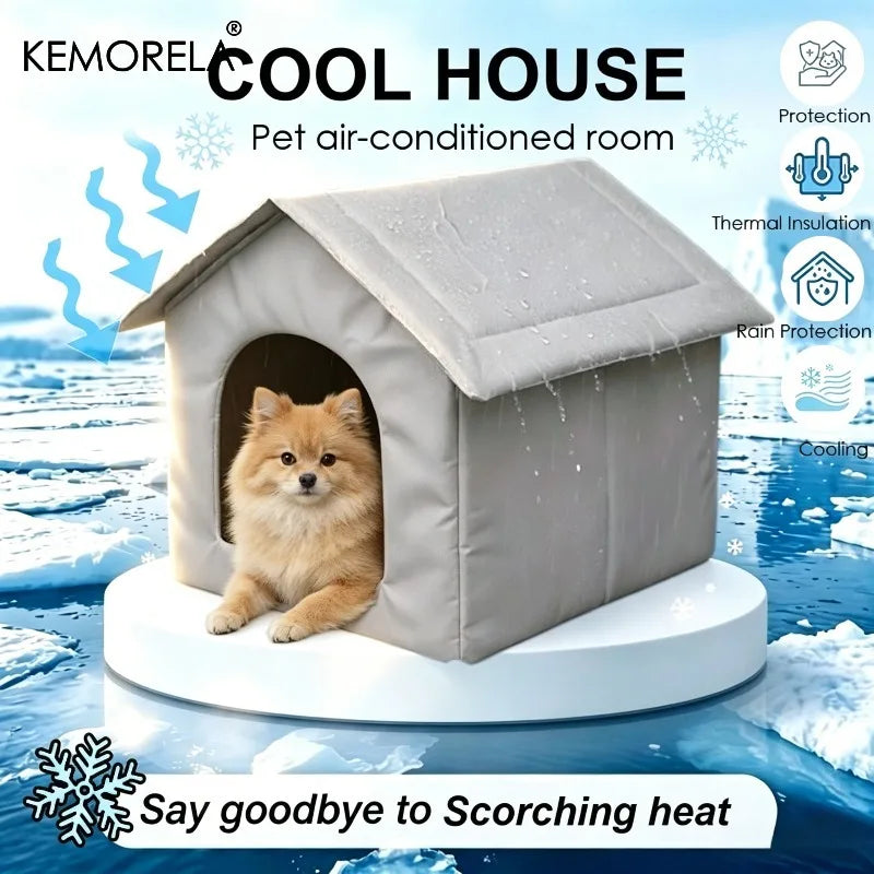 Cooling Summer Cat & Puppy Bed | Breathable Oxford Cloth Non-Collapsing Cooling Pet Bed Axl Grey 40X38X40CM