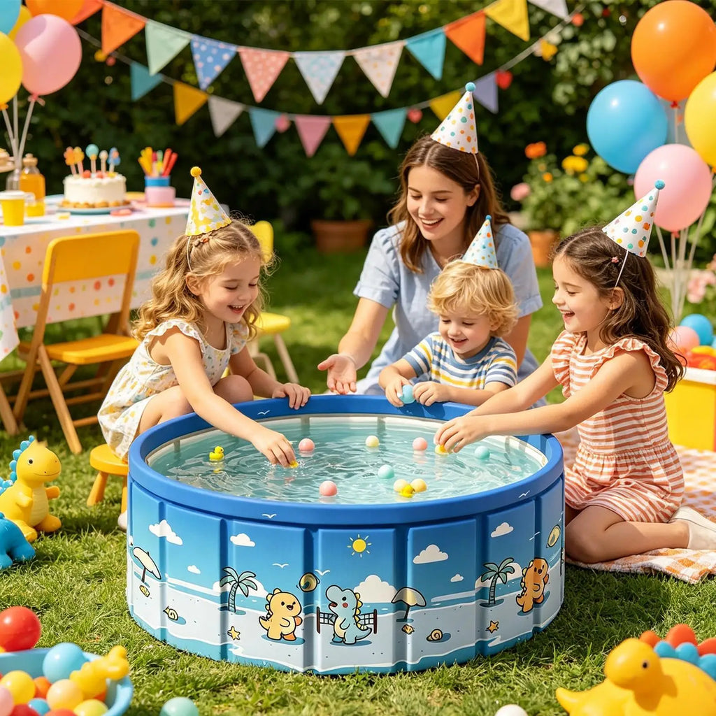 Foldable Pool with Drain Pipe – Non-Inflatable Kids & Dog Pool Foldable Swimming Pool Axl