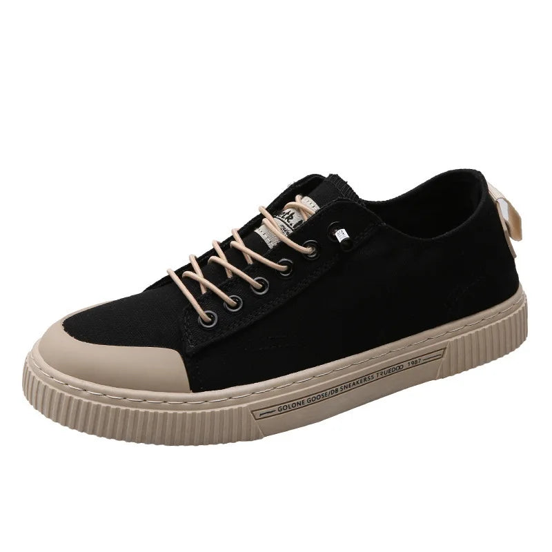 Men's Canvas Vulcanized Sneakers – Breathable Casual Flat Shoes Canvas Casual Sneakers Axl