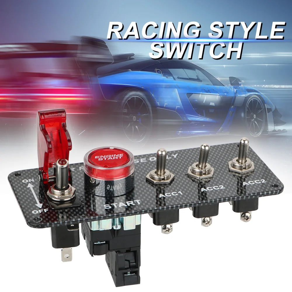 12V LED Ignition Switch Panel – Racing Car Engine Start Button Ignition Switch Panel Axl