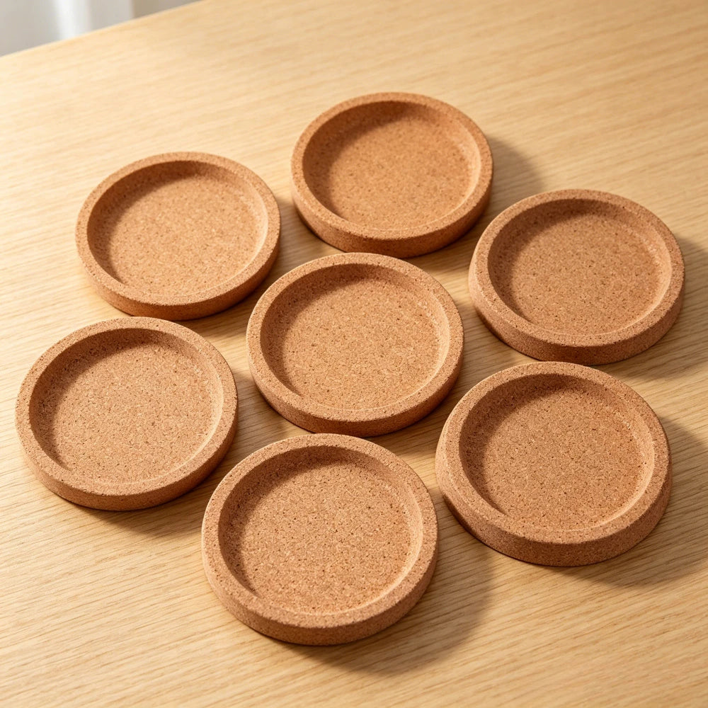 7-Pack Cork Coasters with Holder – Absorbent & Non-Slip Cork Coaster Set Axl 7PCS
